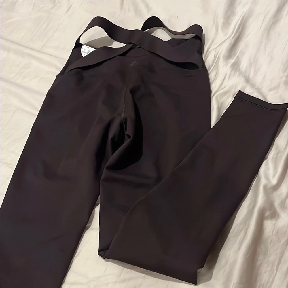 aerie Black High-Waist Leggings with Crisscross Straps
